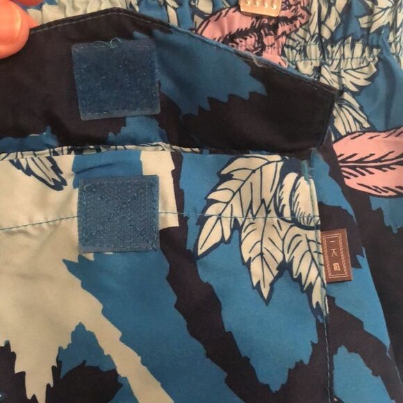 Ike Behar XL Navy Light Blue Pink Tidal Palm Tropical Swim Board Shorts - Picture 7 of 12